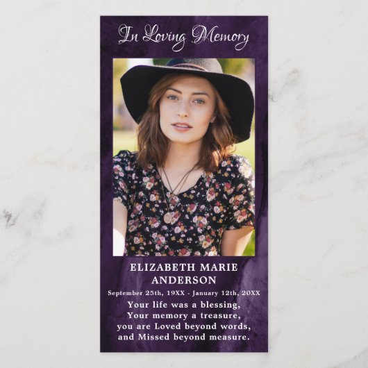 Herdenkingskaart met foto en condoleance tekst paa (Voorkant)