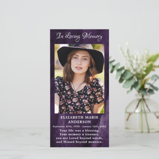 Herdenkingskaart met foto en condoleance tekst paa (Staand voorkant)