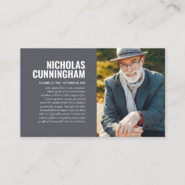 Herdenkingskaart met foto ter nagedachtenis visitekaartje