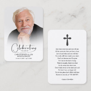Herdenkingskaart met foto voor uitvaartdienst visitekaartje