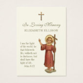 Herdenkingskaart met gebed en kindje Jezus voor ui Visitekaartje (Voorkant)