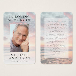 Herdenkingskaart met gebed 'In Loving Memory Sunse Visitekaartje