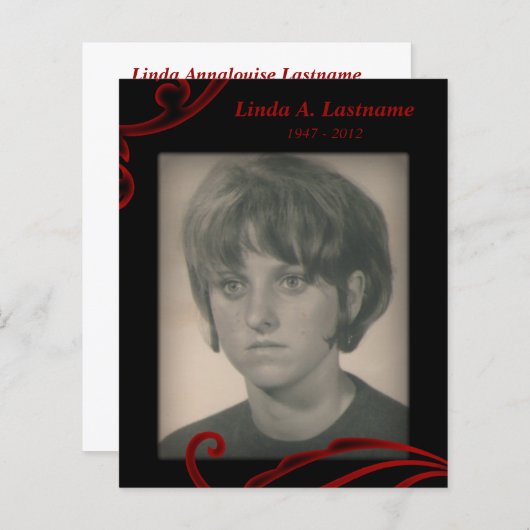 herdenkingskaarten rode bloei (Voorkant / Achterkant)