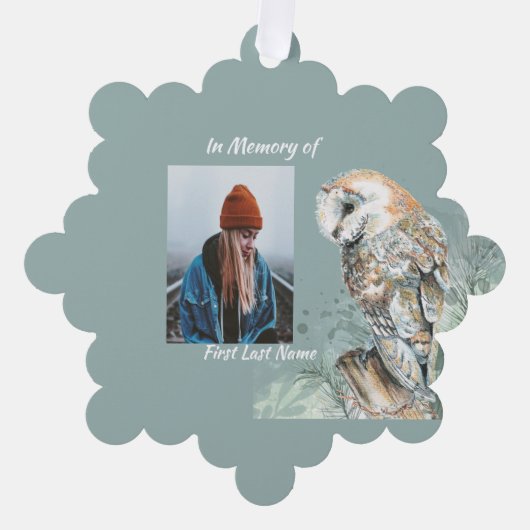 Herdenkingsmonument Keepsake Barn Owl Bird Ornament Kaart (Voorkant)