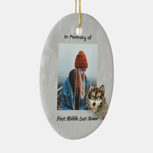 Herdenkingsmonument Keepsake Waterverf Wolf Animal Keramisch Ornament (Rechts)