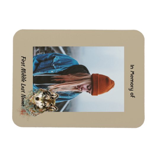 Herdenkingsmonument Keepsake Waterverf Wolf Animal Magneet (Horizontaal)