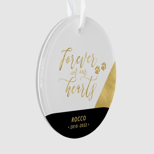 Herdenkingsornament van Black & Gold Pet Dog Ornament (voorkant)