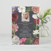 Herdenkingsrozen Bloemstuk Funeral Foto Kaart (Staand voorkant)