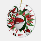 herdenkingssport rode groene basketbal keramisch ornament (Links)