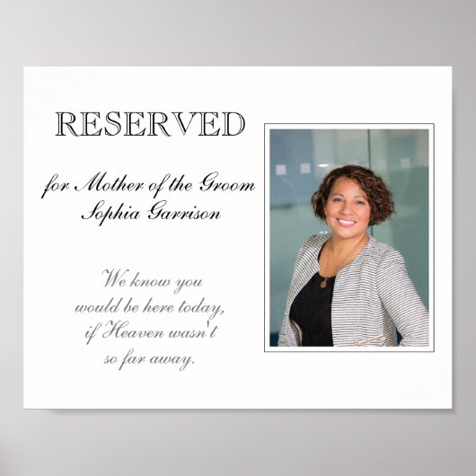 Herdenkingsstoel bruidegom moeder gereserveerde st poster (Voorkant)