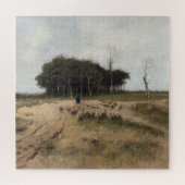 Herder en schaap, olieverfschilderij legpuzzel (Horizontaal)