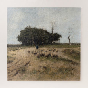 Herder en schaap, olieverfschilderij legpuzzel