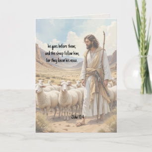 Herder gaat voor hen Bijbel Schrift Feestdagen Kaart