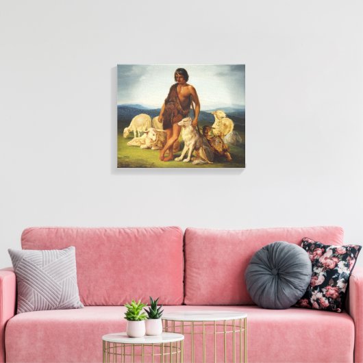 Herder in een landelijk landschap canvas afdruk (Insitu (Woonkamer))