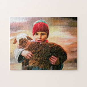 Herder Jongen met Lam Pakistan. Legpuzzel