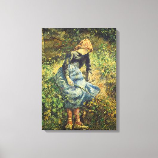 Herderin door Camille Pissarro, Vintage Fine Art Canvas Afdruk (Voorkant)
