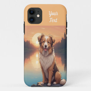 Herderscollie bij het meer iPhone 11 hoesje
