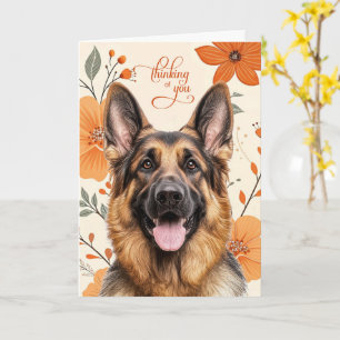 Herdershond Retro Oranje Bloemen Denk Aan Jou Kaart
