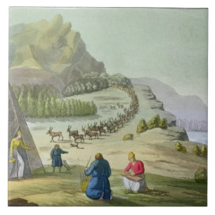 Herding Reindeer, Lapland, bord 47 van Le Costu Tegeltje
