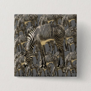 Herds van Zebras Vierkante Button 5,1 Cm