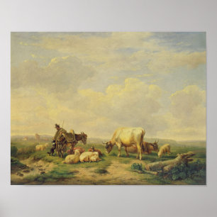 Herdsman en Herd, c.1880 Poster