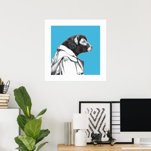 Herdwick Lamb in Trench Coat (Old-School Blue) Poster (Thuiskantoor)