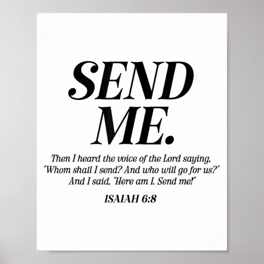 Here Am I Send Me Isaiah 6_8 Christian Bible Verse Poster (Voorkant)
