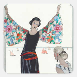 Here Are My Wings - George Barbier Vierkante Sticker