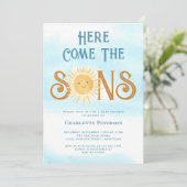 Here Come The Sons Baby Shower Kaart (Staand voorkant)