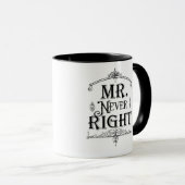 HERE COMES MR. NEVER RIGHT Vintage Deco Sierklassi Mok (Voorkant rechts)