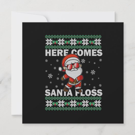 Here Comes Santa Floss UGLY Kerstmis Pyjama Heren  Kaart (Voorkant)