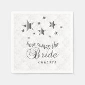 Here Comes The Bride - Zilveren Sterren Servetten (Voorkant)