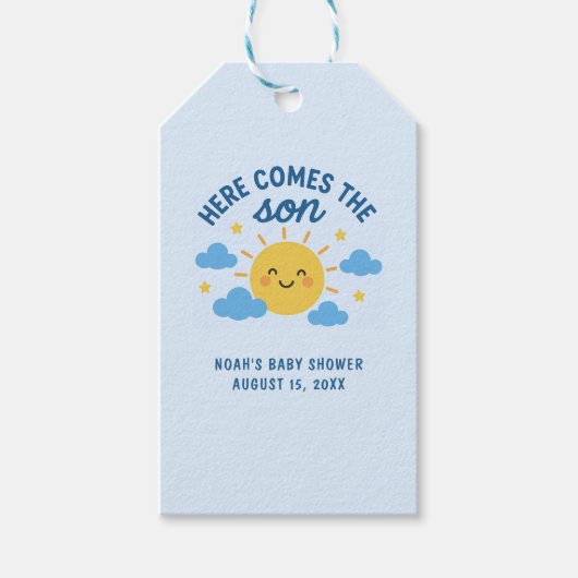 Here Comes the Son Baby Shower - Sunshine  Cadeaulabel (Voorkant)