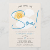 Here Comes The Son Boy Baby Shower Kaart (Voorkant)