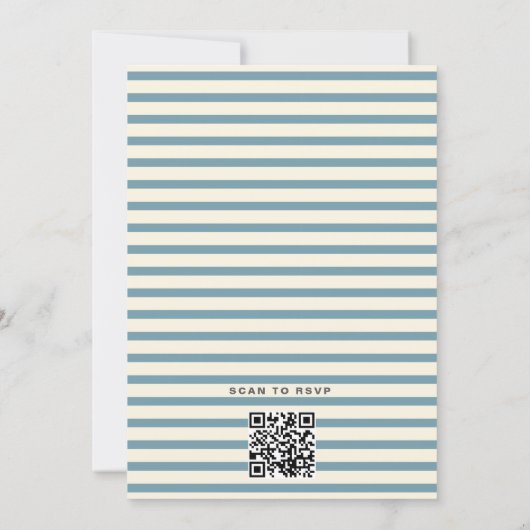 Here comes the son QR code stripes baby shower Kaart (Achterkant)