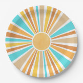 Here Comes The Son, Retro Boho Rainbow Round Papieren Bordje (Voorkant)