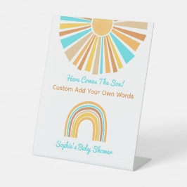 Here Comes The Son, Retro Rainbow Custom  Reclamebord Met Voetstuk