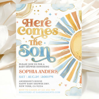 Here Comes the Son Sunshine Baby Shower Invitation Kaart