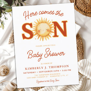 Here Comes The Son Sunshine Boho Boy Baby Shower Uitnodiging Briefkaart