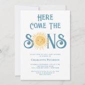 Here Comes The Sons Twin Boy's Baby Shower Kaart (Voorkant)