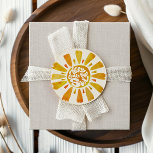 Here Comes The Sun Baby Shower Watercolor Ronde Sticker