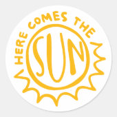 Here comes the sun ronde sticker (Voorkant)