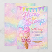 Here’s the Scoop Pastel Rainbow Glitter Birthday Kaart (Voorkant / Achterkant)