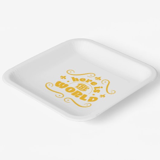 Here the world papieren bordje (Gebogen)