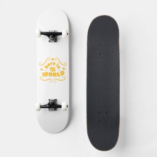 Here the world skateboard (Voorkant)