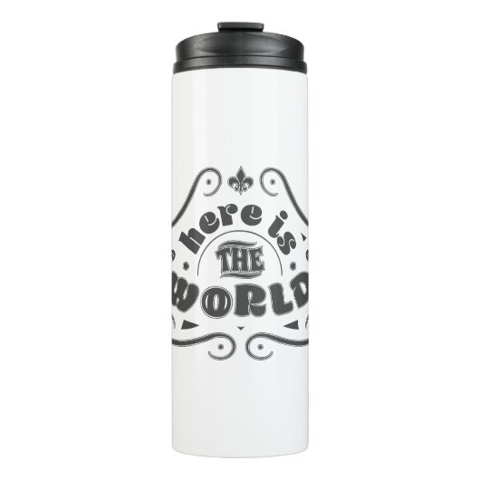 Here the world thermosbeker (Voorkant)