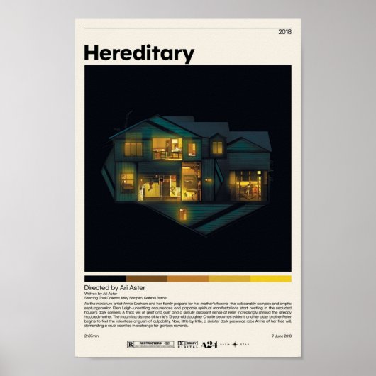 Hereditary Ari Aster minimalist Movie Ret Poster (Voorkant)