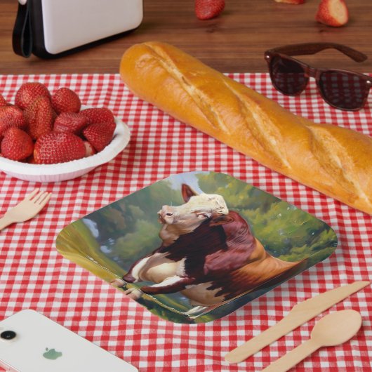 Hereford Bull Papieren Bordje (Picknick)