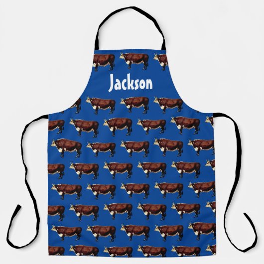 Hereford Bull Pattern on Blue Schort (Voorkant)