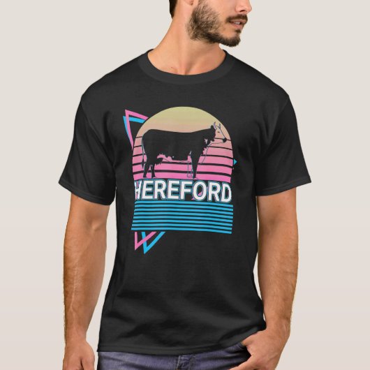 Hereford Cattle Hereford Koe Farmer Retro T-shirt (Voorkant)